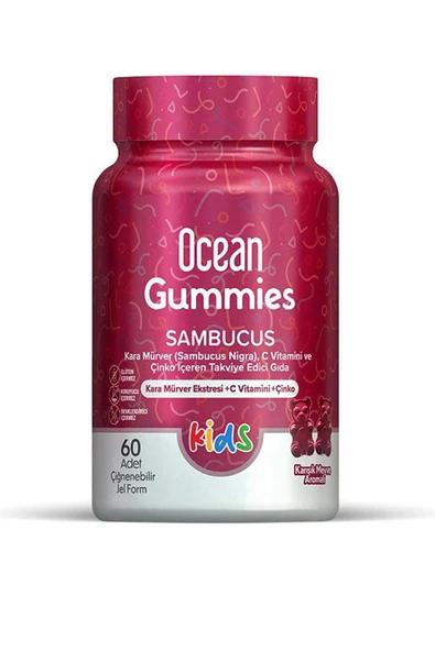 Orzax Ocean Gummies Sambucus Kids Takviye Edici Gıda 60 Adet Çiğnenebilir Jel Form