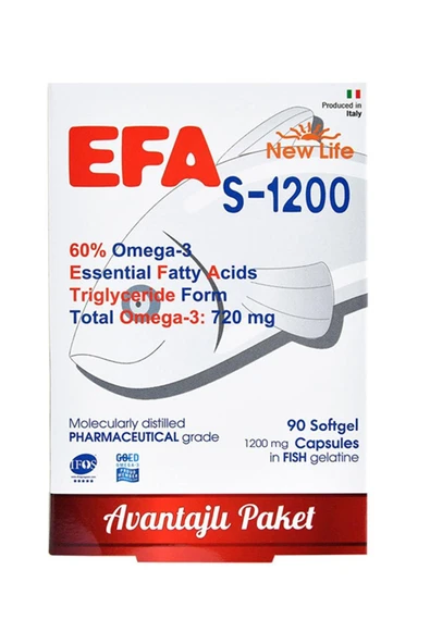 New Life EFA S-1200 Balık Yağı İçeren Takviye Edici 90 Kapsül