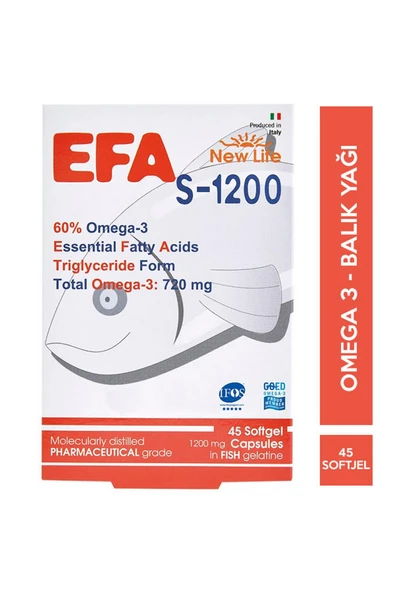 New Life S-1200 Omega 3 Takviye Edici Gıda 45 Kapsül - 1