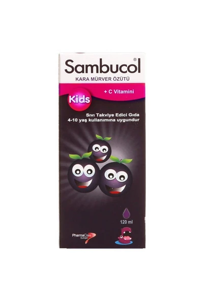Sambucol Kids Kara Mürver ve C Vitamini İçeren Sıvı Takviye Edici Gıda 120 ml ürün görseli