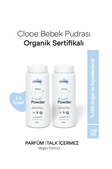 Clooe Organik Bebek Pudrası (200gr) - 2’li Fırsat Paketi