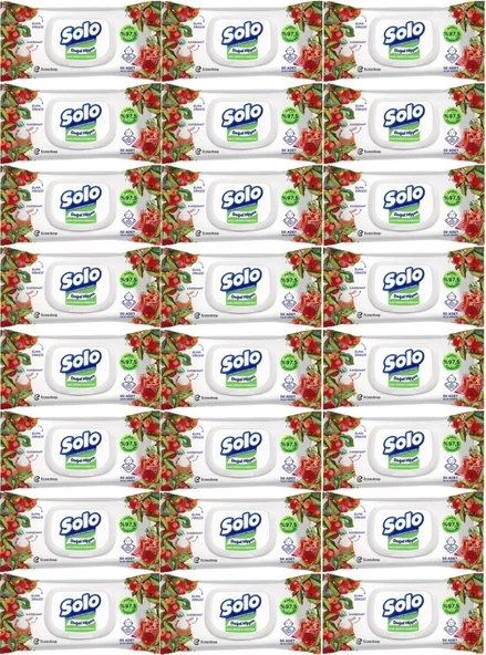 Solo Islak Havlu Mendil 50 Yaprak Elma Sirkesi & Karbonat (24 Lü Set) (8PK*3) 1200 Yaprak