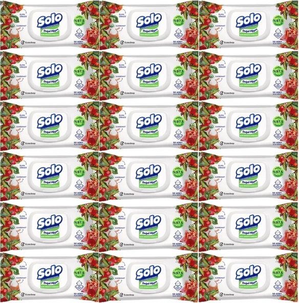 Solo Islak Havlu Mendil 50 Yaprak Elma Sirkesi & Karbonat (18 Li Set) (6PK*3) 900 Yaprak