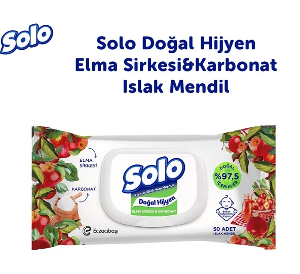 Solo Islak Havlu Mendil 50 Yaprak Elma Sirkesi & Karbonat (9 Lu Set) (3PK*3) 450 Yaprak - 3