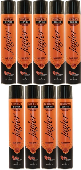 Jagler Saç Spreyi 400ML Extra Strong Hold - Ekstra Güçlü Tutuş (Turuncu) (9 Lu Set)