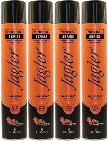 Jagler Saç Spreyi 400ML Extra Strong Hold - Ekstra Güçlü Tutuş (Turuncu) (4 Lü Set)