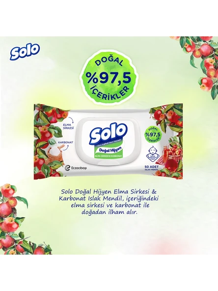 Solo Islak Havlu Mendil 50 Yaprak Elma Sirkesi & Karbonat (48 Li Set) (16PK*3) 2400 Yaprak