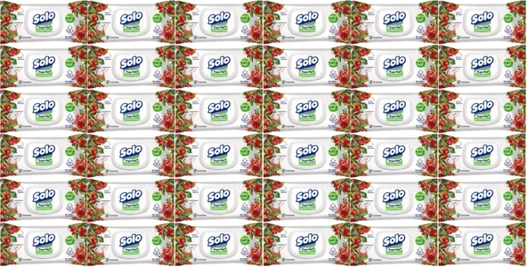 Solo Islak Havlu Mendil 50 Yaprak Elma Sirkesi & Karbonat (36 Lı Set) (12PK*3) 1800 Yaprak
