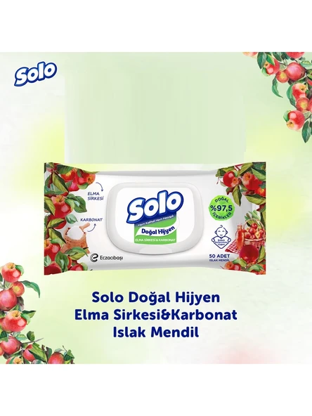 Solo Islak Havlu Mendil 50 Yaprak Limon & Biberiye-Elma Sirkesi & Karbonat (24 Lü Karma Set) - 5