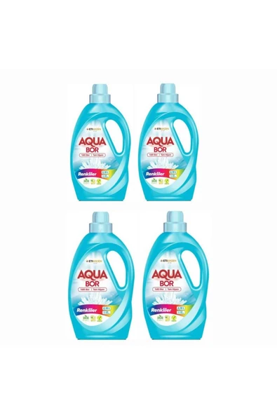 AQUABOR SIVI ÇAMAŞIR DETERJANI RENKLİLER İÇİN 4 ADET 132 YIKAMA DOĞAL MİNERALLİ