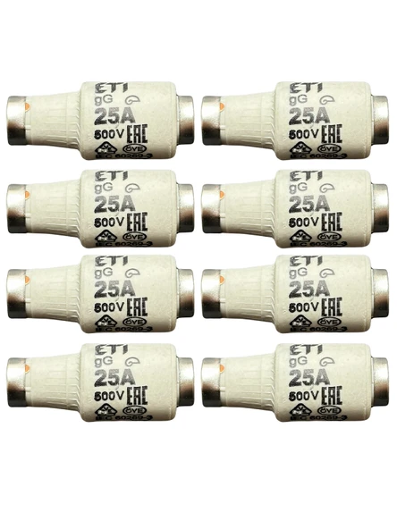 (8 Adet) 25 Amper Seramik Sigorta ETI