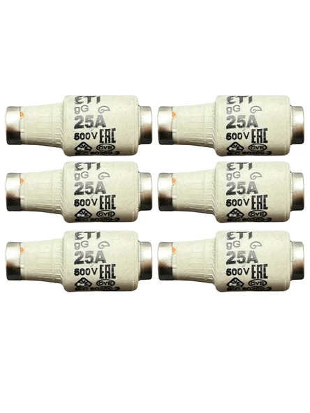 (6 Adet) 25 Amper Seramik Sigorta ETI