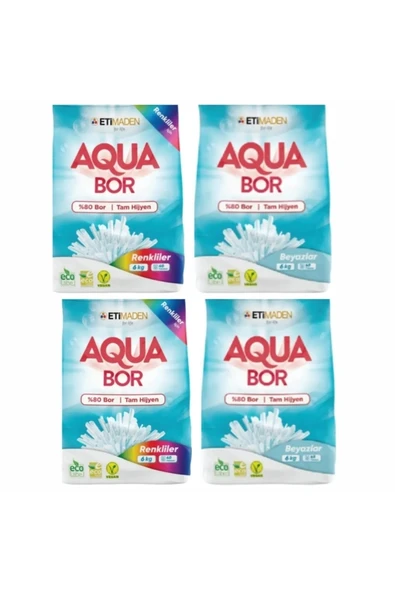 AQUABOR RENKİ VE BEYAZLAR İÇİN 6 KG *4 ADET  24 KG 160 YIKAMA
