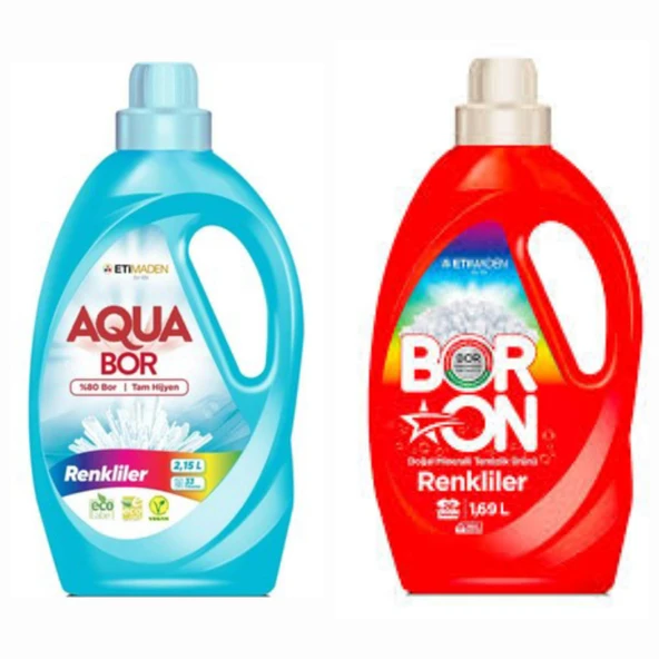 AQUABOR DOĞAL MİNERALLİ RENKLİLER İÇİN 33 YIKAMA+ BORON SIVI RENKLİLER İÇİN 26 YIKAMA TM