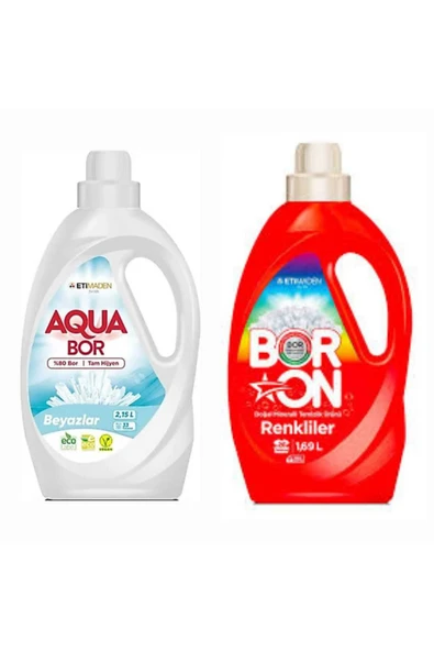 AQUABOR DOĞAL MİNERALLİ BEYAZLAR İÇİN 33 YIKAMA+ BORON SIVI RENKLİLER İÇİN 26 YIKAMA TM