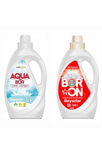 AQUABOR DOĞAL MİNERALLİ BEYAZLAR İÇİN 33 YIKAMA+ BORON SIVI BEYAZLAR İÇİN 26 YIKAMA TM