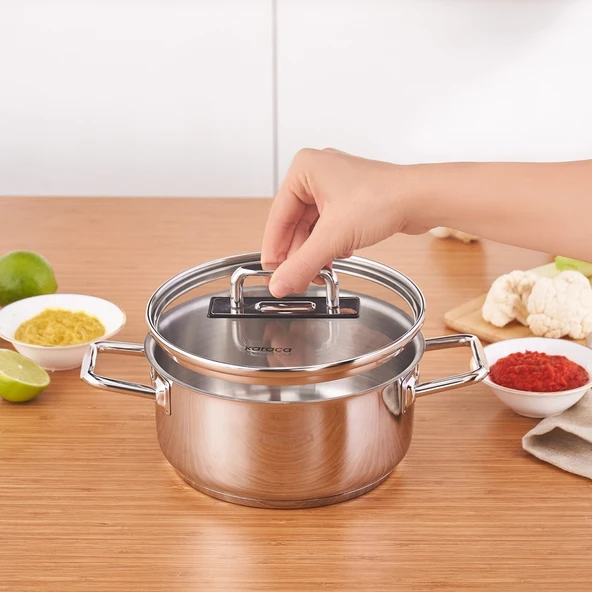 Grace İndüksiyon Tabanlı Çelik Tencere 18 cm 2 Lt - 2