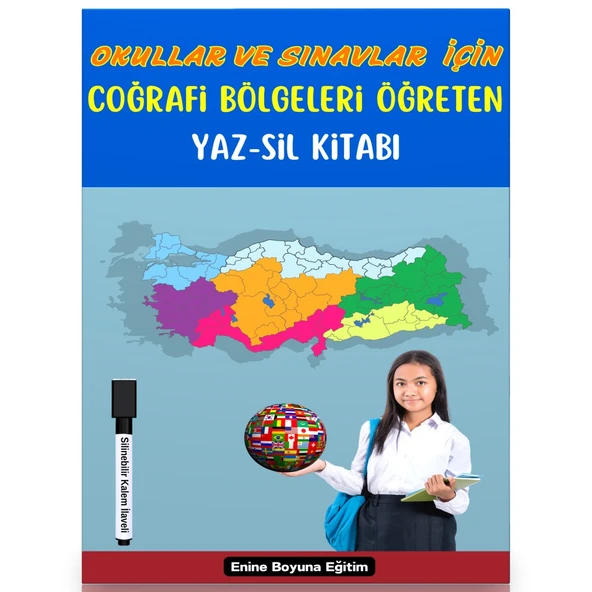 Okullar ve Sınavlar İçin Coğrafi Bölgeleri Öğreten YAZ-SİL Kitabı