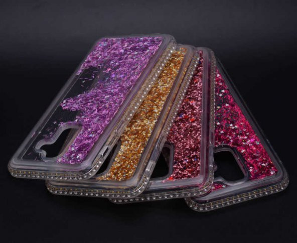 Galaxy A6 Plus 2018 Kılıf Zore Sıralı Taşlı Sıvılı Silikon - 2