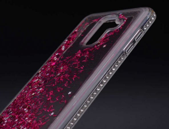 Galaxy A6 Plus 2018 Kılıf Zore Sıralı Taşlı Sıvılı Silikon - 4