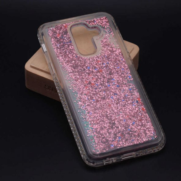 Galaxy A6 Plus 2018 Kılıf Zore Sıralı Taşlı Sıvılı Silikon - 8