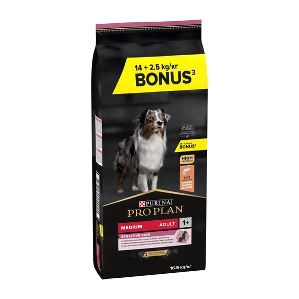 Pro Plan Somonlu Orta Irk Hassas Derili Yetişkin Köpek Maması 14kg + 2,5kg HEDİYE!