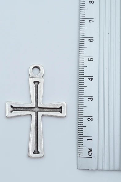 Haç Gümüş Kaplama Örme Zincir Kolye - Resim 3