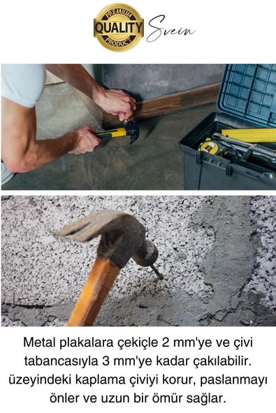 20 Adet 3x30 Kanallı Çelik Beton Çivisi 3 cm Duvar Saat Ayna Resim Tablo Asmak Ahşap Metal Sivri - 4
