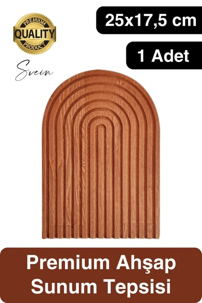 Dekoratif Ahşap Oymalı Kahverengi Gökkuşağı Çay Kahve Sunum Tepsisi Tabağı Doğal Şık Dekor Sunumluk