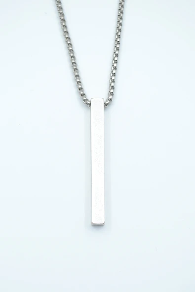 Çubuk Gümüş Kaplama Örme Zincir Kolye ürün görseli 1