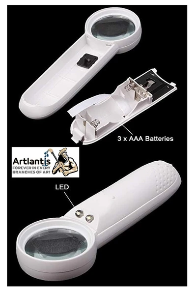 Led Işıklı Büyüteç 50 mm 1 Adet 5X Büyütme Optik Büyüteç El Tipi Işıklı Lens Taşınabilir Okul Büro Ofis - 4