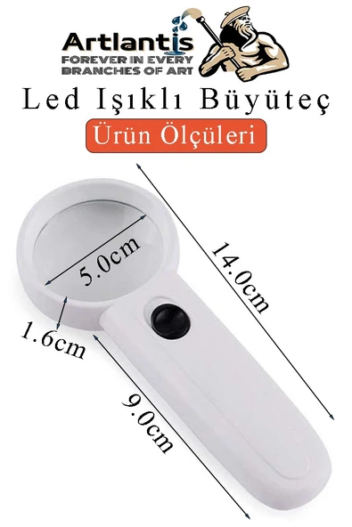 Led Işıklı Büyüteç 50 mm 1 Adet 5X Büyütme Optik Büyüteç El Tipi Işıklı Lens Taşınabilir Okul Büro Ofis - 2