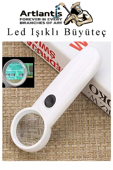 Led Işıklı Büyüteç 50 mm 1 Adet 5X Büyütme Optik Büyüteç El Tipi Işıklı Lens Taşınabilir Okul Büro Ofis - 3