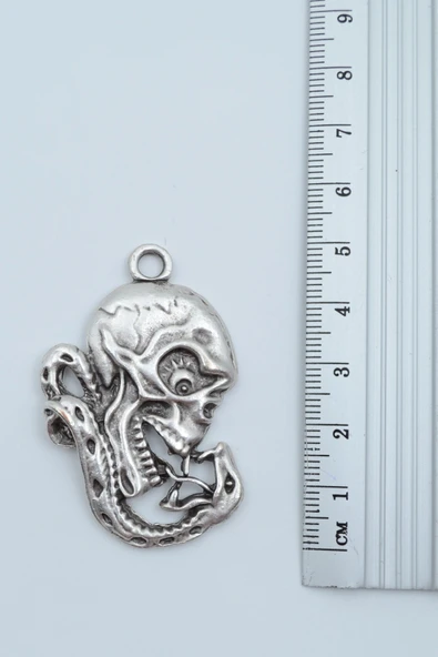 Yılan - Kuru Kafa - Venom Gümüş Kaplama Örme Zincir Kolye - Resim 3