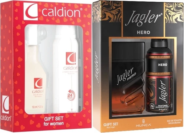 Caldion Parfüm Seti Kadın 100ML Classic & Jagler Erkek 90ML Hero + Deodorant (Karma 2 Li Set)