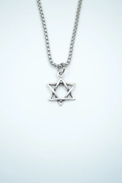 Minimal Pentagram Gümüş Kaplama Örme Zincir Kolye ürün görseli 1