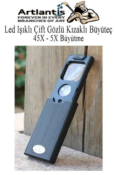 Led Işıklı Çift Gözlü Kızaklı Büyüteç 1 Adet Mor Işıklı 45X 5X Büyütme Lens El Tipi Lup Mercek Büyüteç Okul Büro Ofis - 5