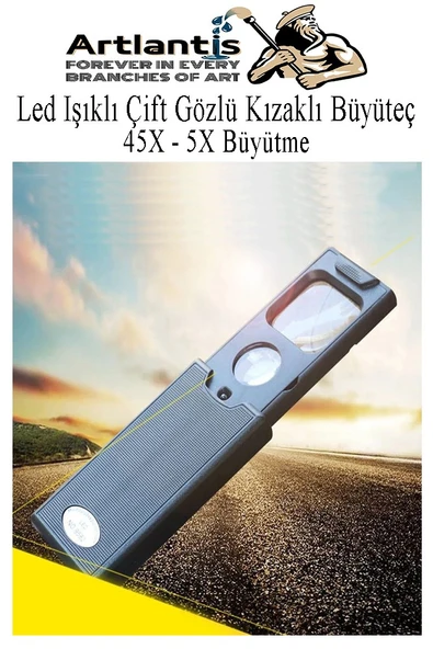 Led Işıklı Çift Gözlü Kızaklı Büyüteç 1 Adet Mor Işıklı 45X 5X Büyütme Lens El Tipi Lup Mercek Büyüteç Okul Büro Ofis - 2