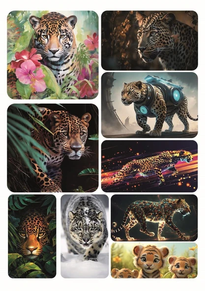 9 Adet Leopar Hayvan Serisi Sticker ürün görseli