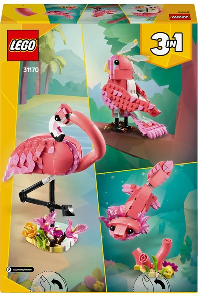 ® Creator 3’ü 1 Arada Vahşi Hayvanlar: Pembe Flamingo 31170 - 8+ Oyuncak Yapım Seti (288 Parça) - 4