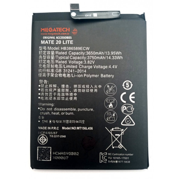 Huawei Mate 20 Lite Megatech 3750mAh Yüksek Kapasiteli Batarya