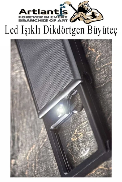 Led Işıklı Dikdörtgen Çekmeceli Büyüteç 1 Adet 3X 6X Büyütme Optik Lens El Tipi Mercek Çep Büyüteci Okul Ofis Büro - 3