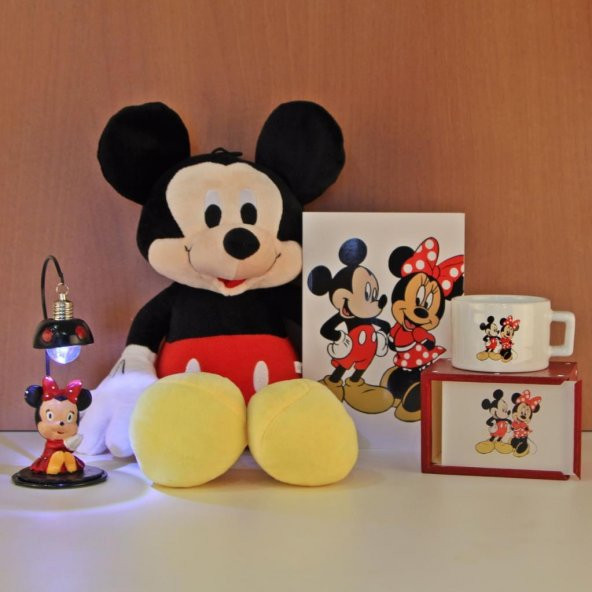 Mickey Mouse Sesli Peluş Oyuncak 55 Cm Kutulu Kupa Defter Lamba