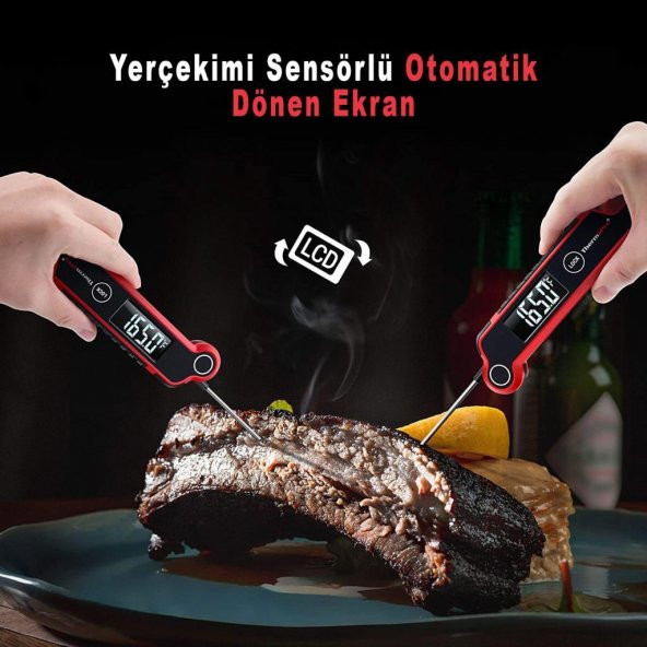 Thermopro TP620 Su Geçirmez Katlanabilir LED Ekranlı Gıda Pişirme Termometresi - 4