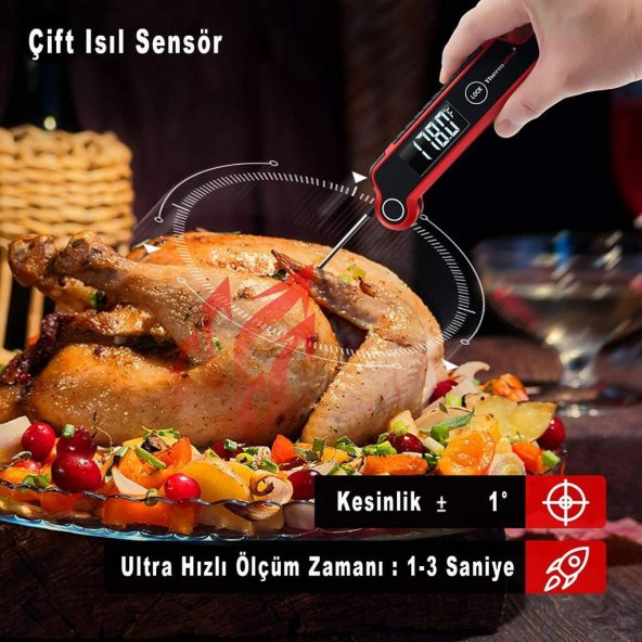 Thermopro TP620 Su Geçirmez Katlanabilir LED Ekranlı Gıda Pişirme Termometresi - 7