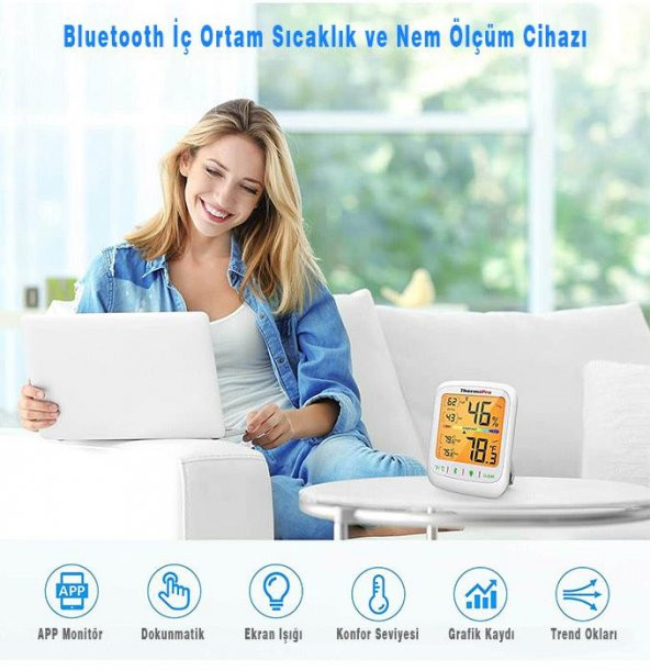 ThermoPro TP359 Akıllı İç Mekan  Isı ve Nem Ölçer Termometre - 7
