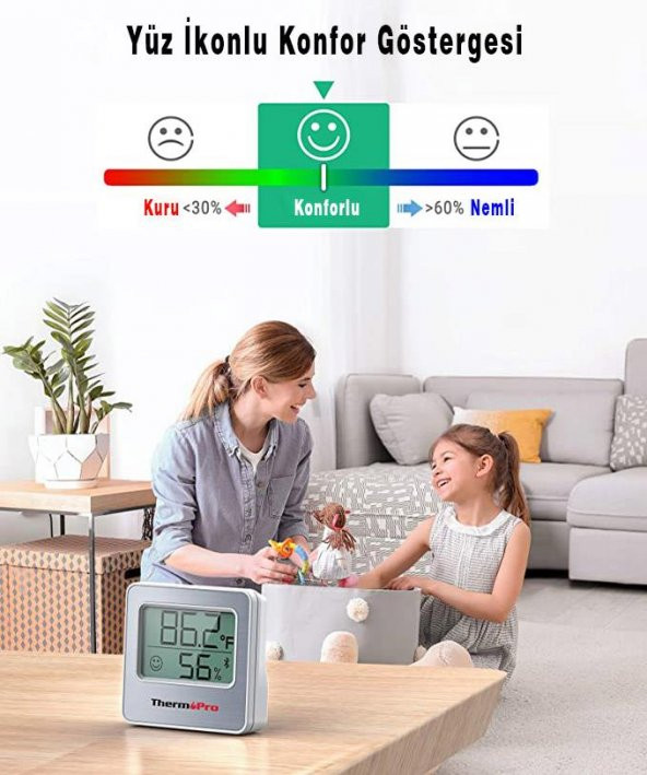 ThermoPro TP357 Akıllı İç Mekan Isı ve Nem Ölçer Termometre - 3