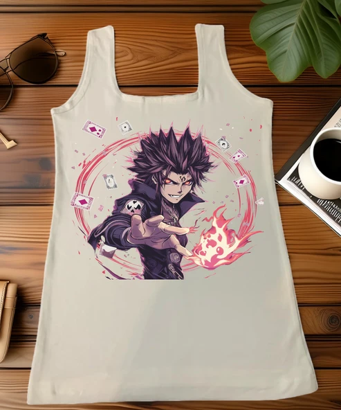 Alevli Anime Karakter Baskılı Kadın Atlet.Güçlü ve Asi Tarz.