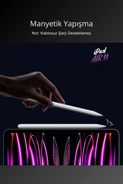 iPad AIR M3 Çipli A3267 A3269 2025 Uyumlu Avuç İçi Algılamayan Dokunmatik Yazım ve Çizim Kalemi - Resim 3