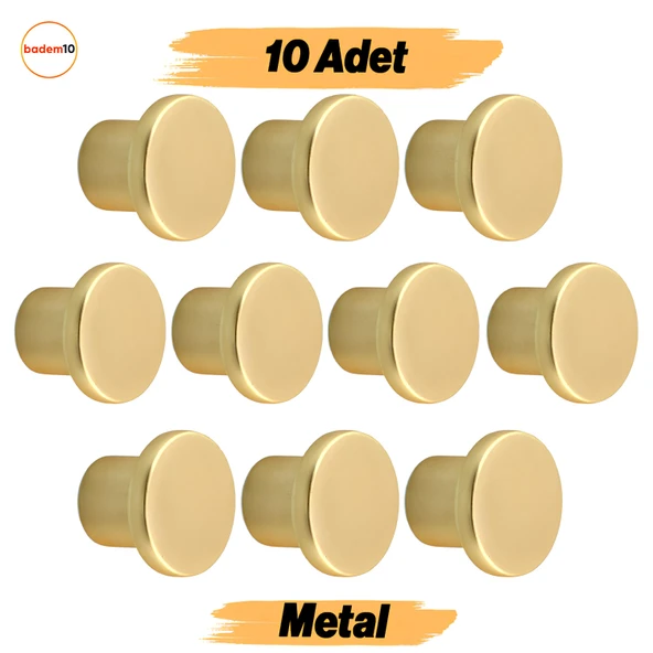 Açelya Gold Altın Kulp 10 ADET Düğme Çekmece Mutfak Mobilya Dolabı Dolap Kulpu Kulbu Metal Kulp